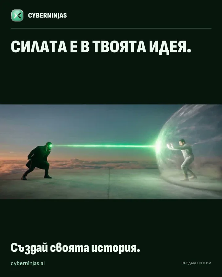 Готовият пост 4:5: клипът цял в средата, заглавие отгоре и подпис отдолу