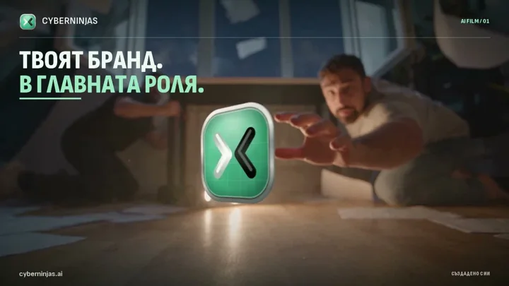 Същият кадър след оформянето: „Твоят бранд. В главната роля.“